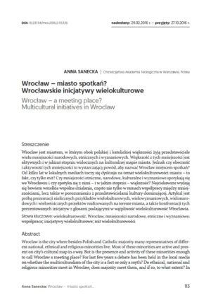 Wrocław – miasto spotkań? Wrocławskie inicjatywy wielokulturowe
