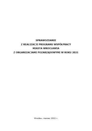 Sprawozdanie ze współpracy gminy z organizacjami pozarządowymi w 2021 r.